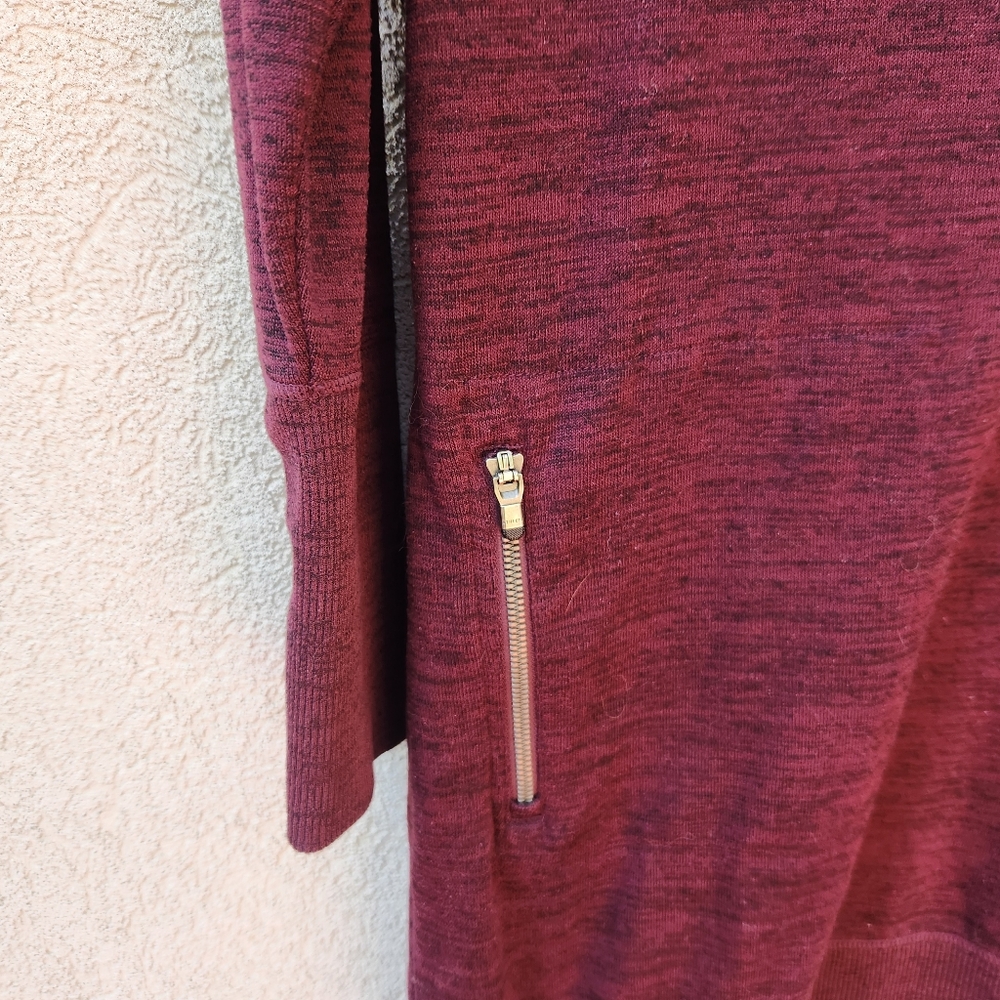 ATHLETA Women's Sport It Sweater Dress Medium Cowl Neck Burgundy Comfort - Picture 12 of 13